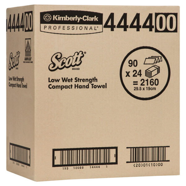 Kimberly-Clark Scott Compact Hand Towels Low Wet Strength White 29.5cm x 19cm 90's (24)