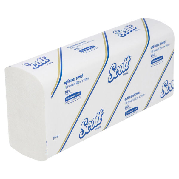 Kimberly-Clark Scott Optimum Hand Towels White 24cm x 24cm 150's (16) Kimberly-Clark Scott Optimum Hand Towels White 24cm x 24cm 150's (16)