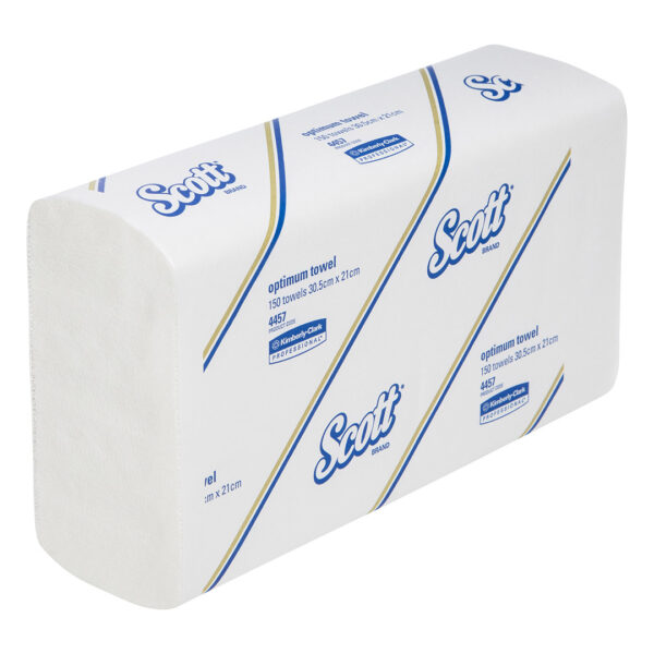 Kimberly-Clark Scott Optimum Hand Towels Large White 30.5cm x 21cm 150's (16) Kimberly-Clark Scott Optimum Hand Towels Large White 30.5cm x 21cm 150's (16)
