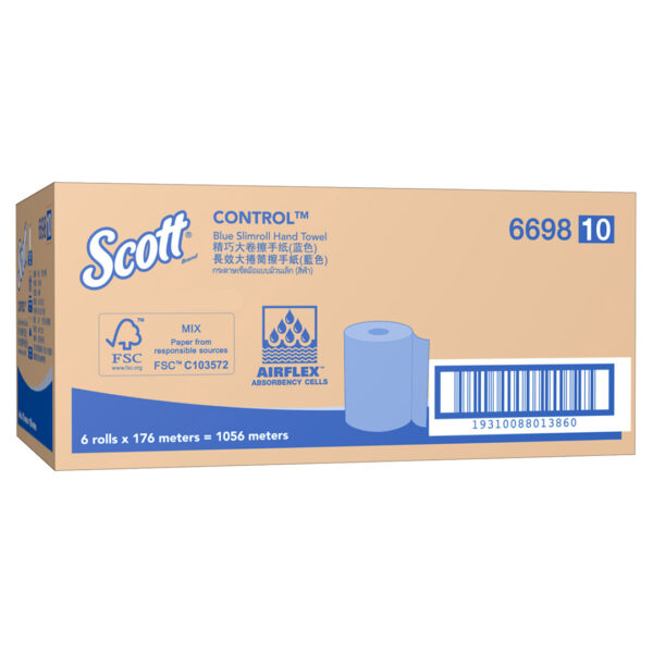 Kimberly-Clark Scott Slimroll Hand Towel Blue 1 Ply 176m Roll (6)