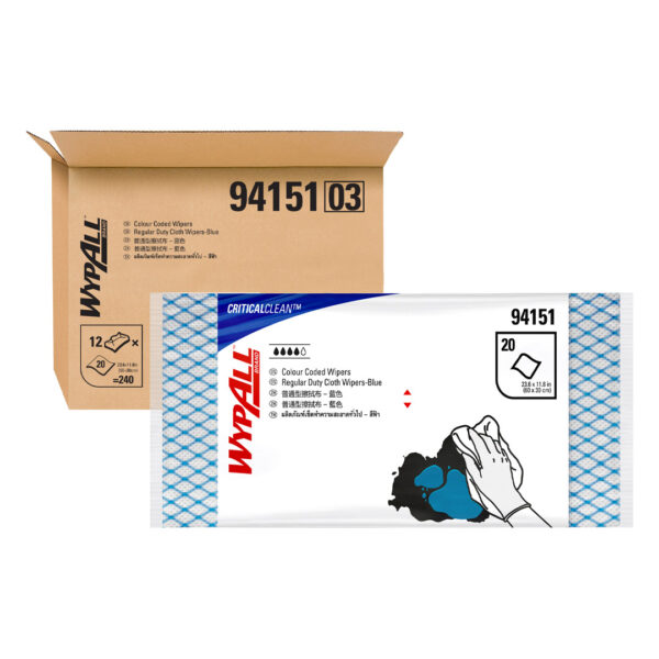 Kimberly-Clark Wypall Colour Coded Regular Duty Wipers Blue 60cm x 30cm 20's (12)