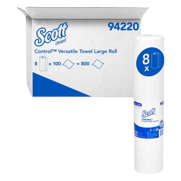 Kimberly-Clark Scott Control Versatile Towel Rolls White 49cm x 41.5cm 100's (8)