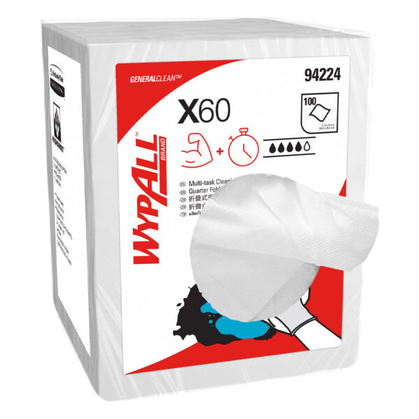 Kimberly-Clark Wypall X60 Single Sheet Wipers White 28cm x 35cm 100's (8)