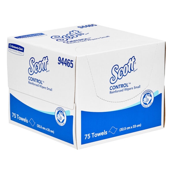 Kimberly-Clark Scott Control Reinforced Wipers White Small 32.5cm x 33cm 75's (6) Kimberly-Clark Scott Control Reinforced Wipers White Small 32.5cm x 33cm 75's (6)