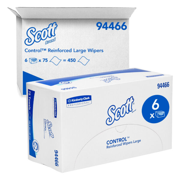 Kimberly-Clark Scott Control Reinforced Wipers White Large 32.5cm x 60cm 75's (6)