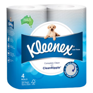 Kimberly-Clark Kleenex Complete Clean Toilet Rolls 1 Ply 180 Sheets 4 Pack (15)