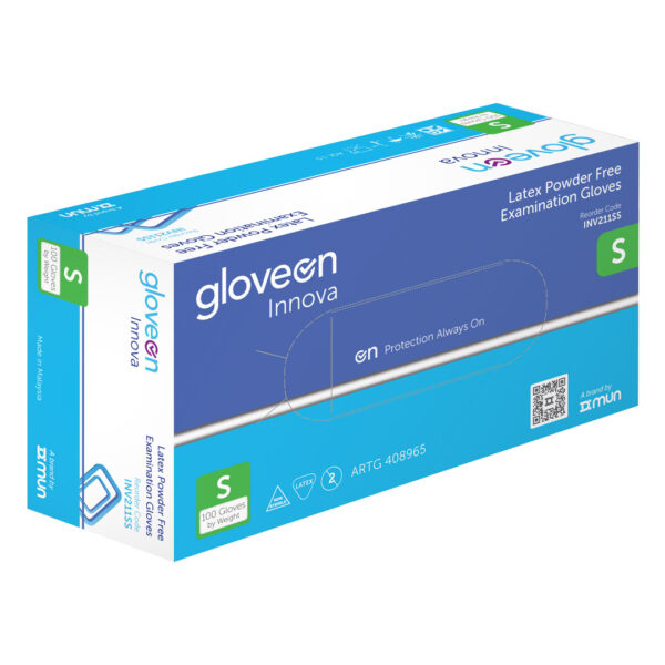 Mun GloveOn Innova Natural Latex Powder Free Gloves Small 100's (10)