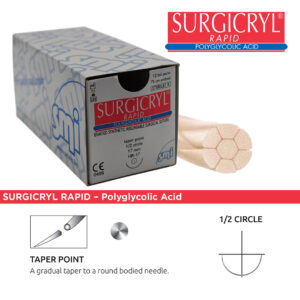 SMI Suture Surgicryl Rapid 2/0 with HR 26 26mm 1/2 Circle Round Bodied Taper Point Needle 75cm (12)