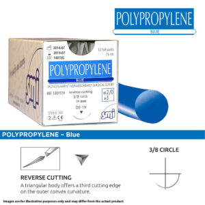 SMI Suture Polypropylene 4/0 with DS 16 16mm 3/8 Circle Reverse Cutting Needle 75cm (12)