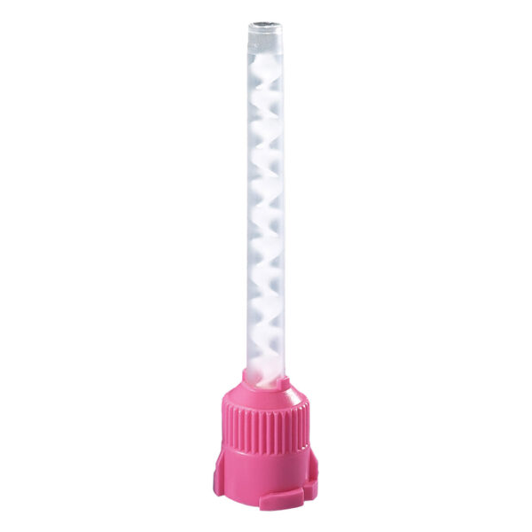 Unident Mixing Tips Pink with Clear Spiral 83mm with 5mm Int. Dia. Flat Tip 1:1 (50)