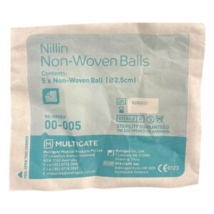 Multigate Nillin Non-Woven Gauze Balls 5's White in Dispenser Box Sterile (50)