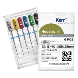 Kerr Endodontics Hedstrom Files 25mm No. 15-40 Assorted (6)
