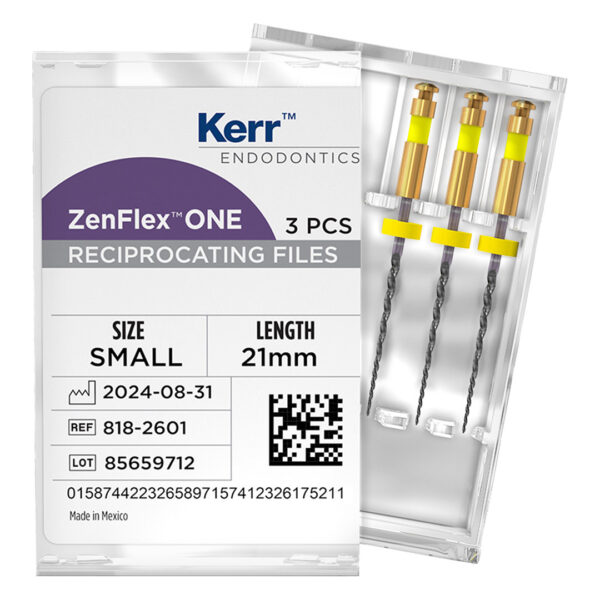 Kerr Endodontics ZenFlex One NiTi Reciprocating Files .06 Taper 21mm No. 20 Small Yellow (3)