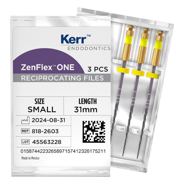 Kerr Endodontics ZenFlex One NiTi Reciprocating Files .06 Taper 31mm No. 20 Small Yellow (3)
