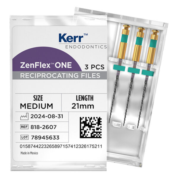 Kerr Endodontics ZenFlex One NiTi Reciprocating Files .06 Taper 21mm No. 35 Medium Green (3)