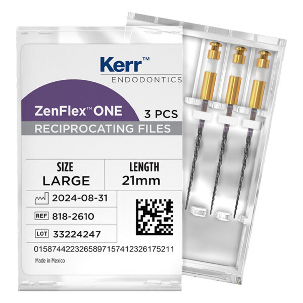 Kerr Endodontics ZenFlex One NiTi Reciprocating Files .06 Taper 21mm No. 45 Large White (3)