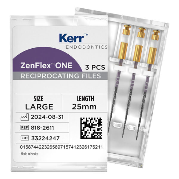 Kerr Endodontics ZenFlex One NiTi Reciprocating Files .06 Taper 25mm No. 45 Large White (3)