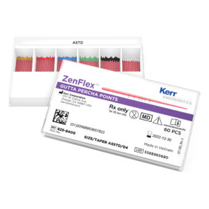 Kerr Endodontics ZenFlex Gutta Percha Points Spill Proof Pack .04 Taper 30mm No. 20-45 Assorted (60)