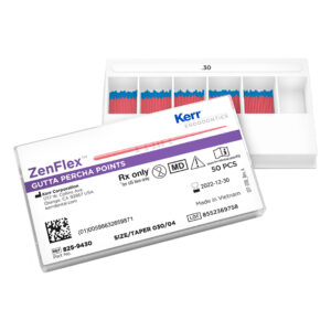 Kerr Endodontics ZenFlex Gutta Percha Points Spill Proof Pack .04 Taper 30mm No. 30 Blue (50)
