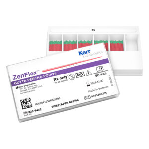 Kerr Endodontics ZenFlex Gutta Percha Points Spill Proof Pack .04 Taper 30mm No. 35 Green (50)
