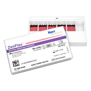 Kerr Endodontics ZenFlex Gutta Percha Points Spill Proof Pack .04 Taper 30mm No. 40 Black (50)