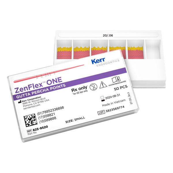 Kerr Endodontics ZenFlex One Gutta Percha Points Spill Proof Pack .06 Taper No. 20 Small Yellow (50)