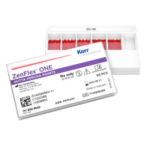 Kerr Endodontics ZenFlex One Gutta Percha Points Spill Proof Pack .06 Taper No. 25 Primary Red (50)