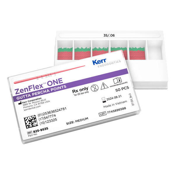 Kerr Endodontics ZenFlex One Gutta Percha Points Spill Proof Pack .06 Taper No. 35 Medium Green (50)