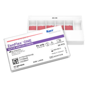 Kerr Endodontics ZenFlex One Gutta Percha Points Spill Proof Pack .06 Taper No. 45 Large White (50)