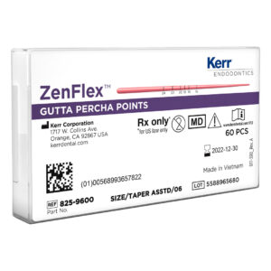 Kerr Endodontics ZenFlex Gutta Percha Points Spill Proof Pack .06 Taper 30mm No. 20-45 Assorted (60)