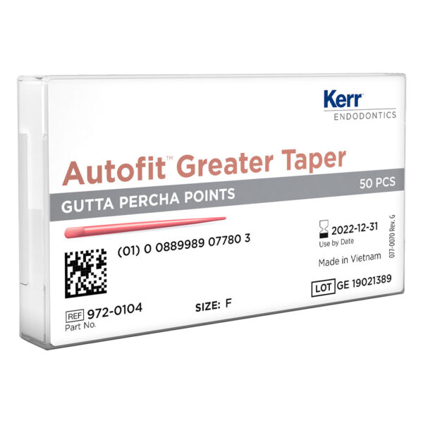 Kerr Endodontics Autofit Greater Taper Gutta Percha Points Spill Proof Pack .10 Taper Red (50) Kerr Endodontics Autofit Greater Taper Gutta Percha Points Spill Proof Pack .10 Taper Red (50)
