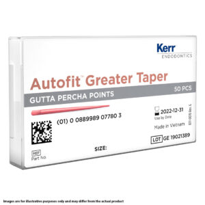 Kerr Endodontics Autofit Greater Taper Gutta Percha Points Spill Proof Pack .12L 1.35mm Max. Dia. Taper Blue (50)