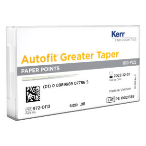 Kerr Endodontics Autofit Greater Taper Paper Points Spill Proof Pack .08 Taper Red (100)