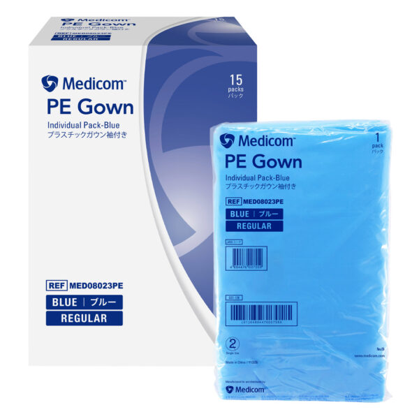Medicom PE Gowns Regular Blue Non-Sterile (150) Medicom PE Gowns Regular Blue Non-Sterile (150)