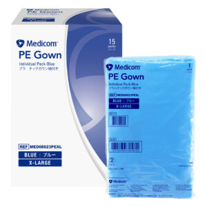 Medicom PE Gowns Extra Large Blue Non-Sterile (150)