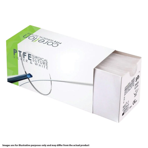 Coreflon Suture Black PTFE 4/0 with DS19 19mm 1/2 Circle Round Bodied Taper Cut Needle 55cm (12) Coreflon Suture Black PTFE 4/0 with DS19 19mm 1/2 Circle Round Bodied Taper Cut Needle 55cm (12)