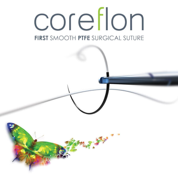 Coreflon Suture Black PTFE 5/0 with DS16 16mm 1/2 Circle Round Bodied Taper Cut Needle 55cm (12)