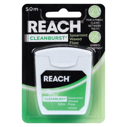 REACH-Cleanburst-Spearmint-Waxed-Floss REACH Cleanburst Spearming Waxed Floss 50m
