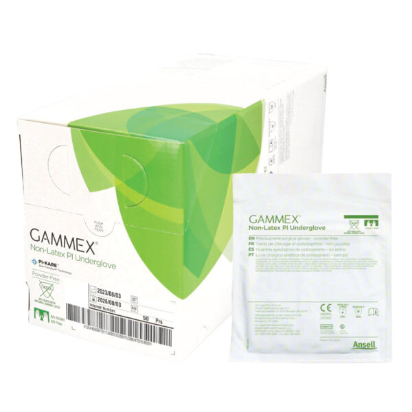 Ansell Gammex PI Underglove Green Polyisoprene Powder Free Sterile Gloves Size 5.5 (50)