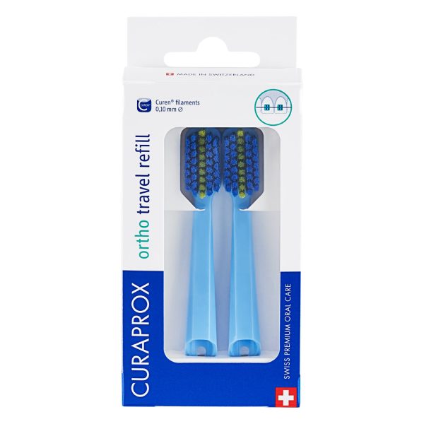 Curaprox Travel Set Ortho Blue Refill Blue Toothbrush Heads Duo Pack (2)