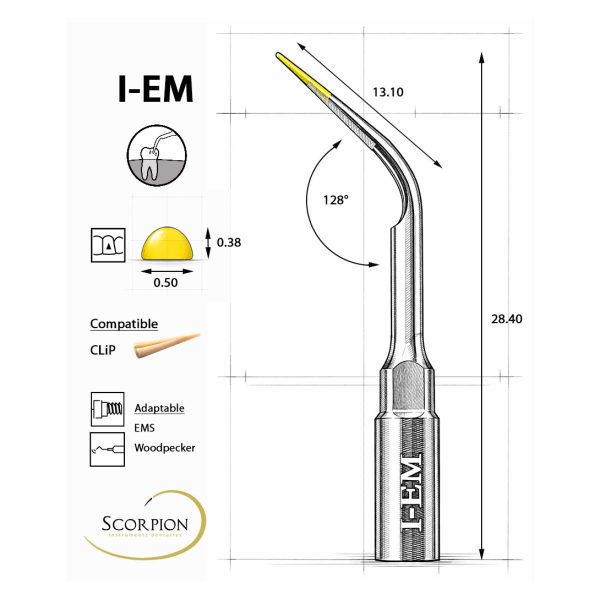 Scorpion Ultrasonic Tip Universal CLiP Compatible I-EM for EMS & Woodpecker