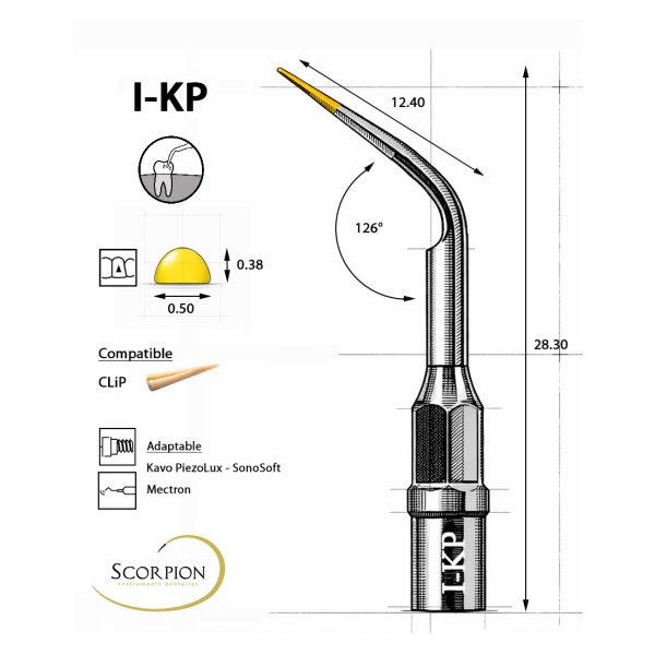 Scorpion Ultrasonic Tip Universal CLiP Compatible I-KP for KaVo PIEZOlux, KaVo SonoSoft & Mectron