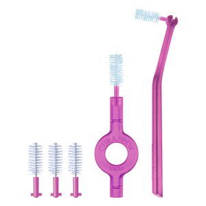 Curaprox CPS 406 Perio Interdental Brushes with Angled Holder Fuchsia (5)