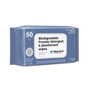 Reynard Premier Detergent & Disinfectant Biodegradable Wipes Soft Packs 330mm x 220mm 50's (12)