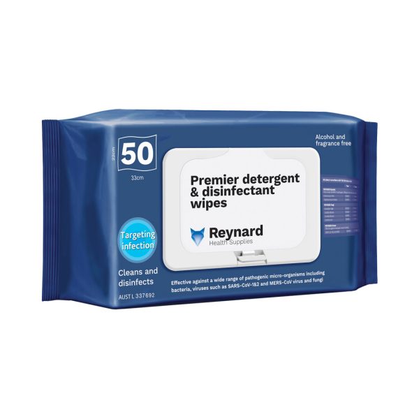 Reynard Premier Detergent & Disinfectant Wipes Soft Packs 330mm x 220mm 50's (12) Reynard Premier Detergent & Disinfectant Wipes Soft Packs 330mm x 220mm 50's (12)