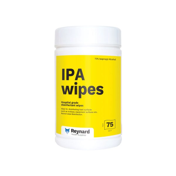 Reynard 70% IPA Isopropyl Alcohol Wipes Canister 420mm x 140mm 75's (12) Reynard 70% IPA Isopropyl Alcohol Wipes Canister 420mm x 140mm 75's (12)