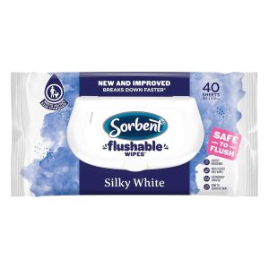 Sorbent Clean & Fresh Silky White Flushable Wipes 40's (14)*