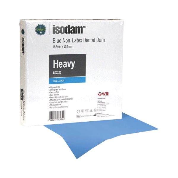 Ongard Isodam Non-Latex Dental Dam Heavy Light Blue 152mm x 152mm (20)
