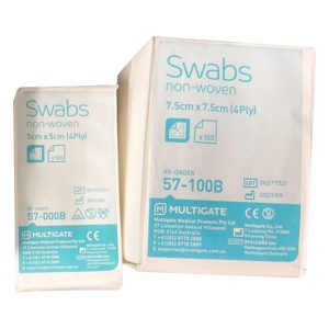 Multigate Nillin Non-Woven Gauze Swabs 7.5cm x 7.5cm White Non-Sterile (100)