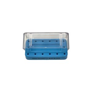 Mani Bur Holder Magnetic Bur Block Autoclavable Blue Holds 14 FG & RA Burs